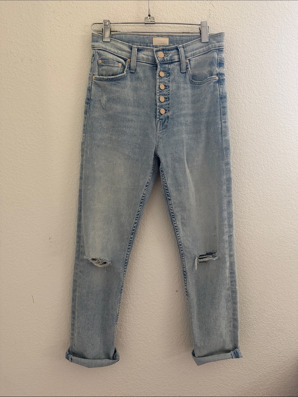 MOTHER Pixie Tomcat Ankle Jeans in Light Blue Wash Size 26